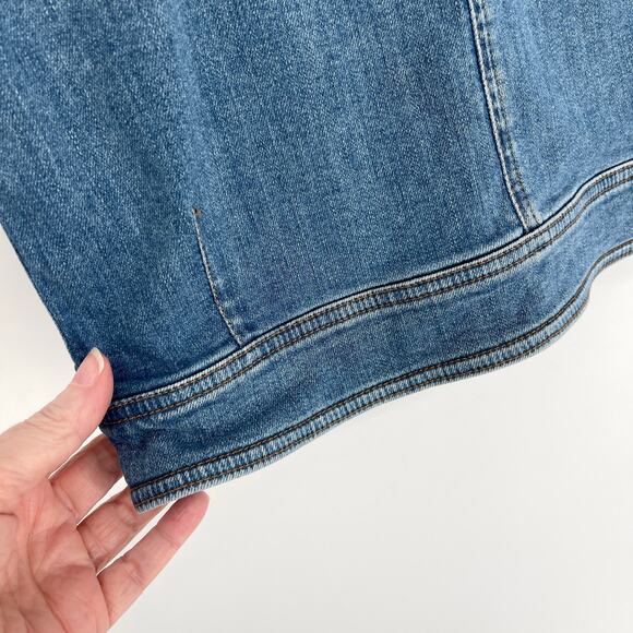 Swedish Hasbeens Denim Cargo Skirt Sz 36 / US M Blue Stone Bleach Wash Stretchy - Picture 4 of 13